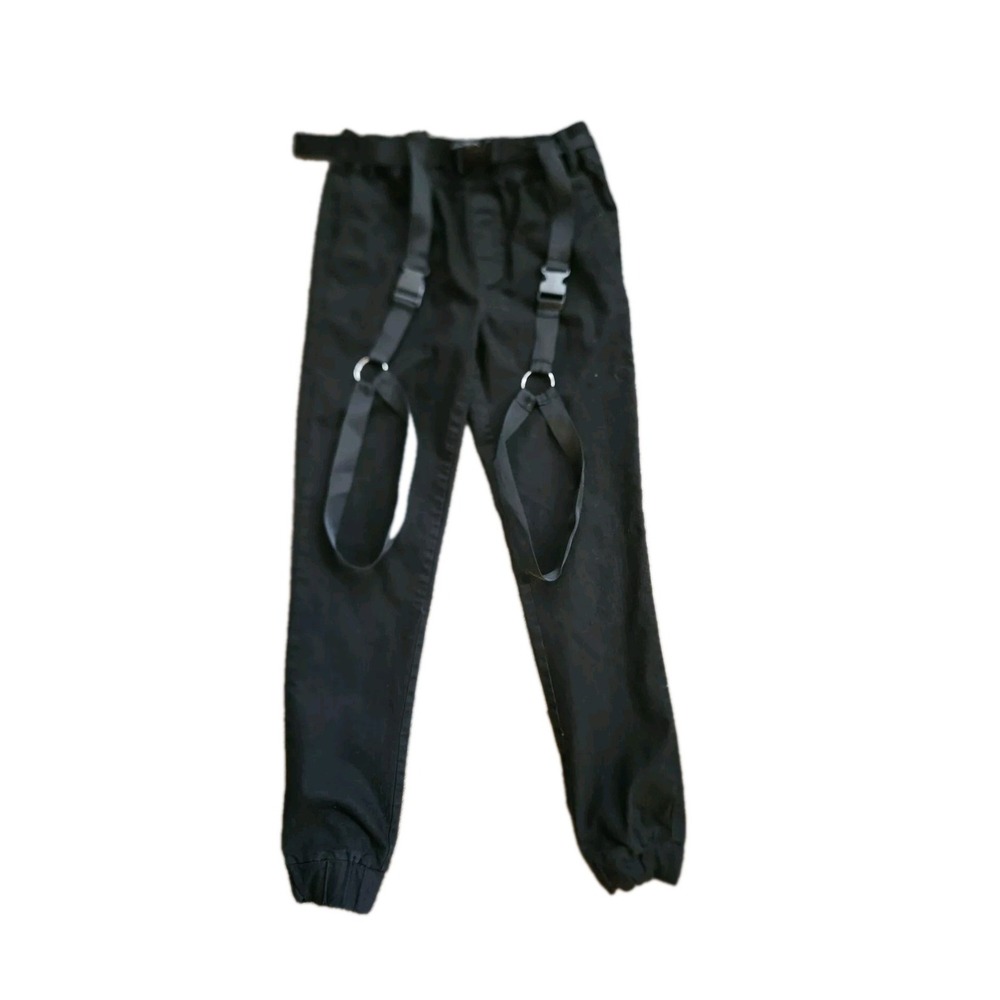 Hot Topic Jogger Pants Unisex XS Black Buckle Strap‎ Techwear Streetwear Goth